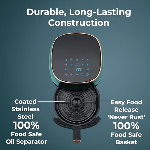 Pigeon Healthifry Digital Air Fryer, 360° High Speed Air Circulation Technology 1200 W with Non-Stick 4.2 L Basket - Green 6