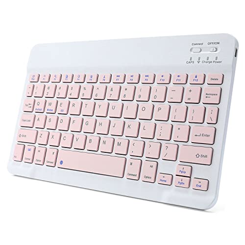 Ultra-Slim Rechargeable Bluetooth Keyboard Portable Wireless Keyboard for iPad A16 11th 10th Generation, iPad Pro iPad Air iPad mini iPhone, Android Samsung Galaxy Tablet Smartphone Cell Phone (Pink) 1