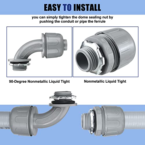 Electrical Conduit and Connector Kit Flexible Liquid Tight Electrical Conduit Non Metallic Electrical Conduit with 5 Straight and 3 Angle Fittings Included (1/2 Inch 50 Ft) 3
