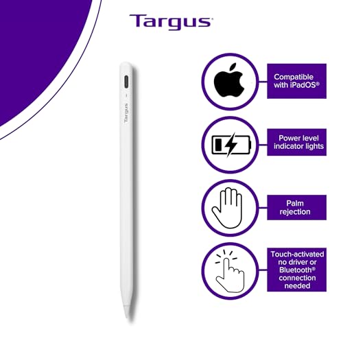 Targus Active Stylus for iPad - Take Notes, Doodle and Navigate Seamlessly, 1:1 Apple Pencil Size and Accepts Original Apple Pencil Replacement Tip (AMM174AMGL) 5