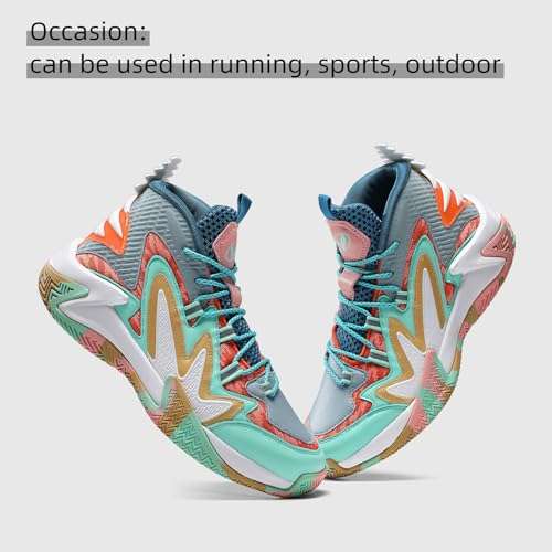 VITIKE Men's Air Cushioning Basketball Shoes Sneakers Men Breathable Mid Top Tennis Running Shoes Fashion Arch Support Team Training Shoes Non-Slip 6
