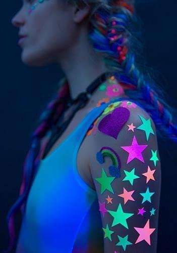 Sasswear Blacklight Body Stickers - Neon Fashion Accessories for Raves, Festivals and Glow Parties, 40/pk (Star) 3