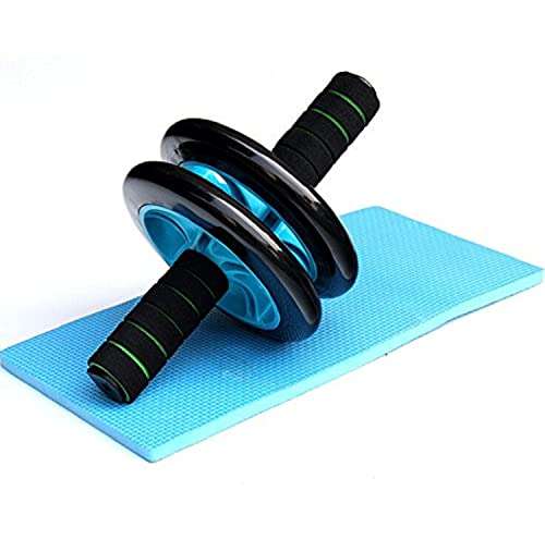 SKYFUN (LABEL) Anti Skid Double Wheel Full Body AB Roller Core Abdominal Exerciser Workout Stomach Exercise Training With Knee Mat Steel Handle-Assorted Color 1