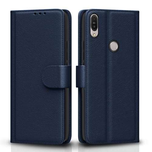Pikkme Asus Zenfone Max Pro M1 Flip Cover Leather Finish | Inside TPU with Card Pockets | Wallet Stand and Shock Proof | Complete Protection Flip Case (Blue) 1