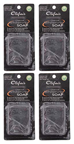 Olifair Charcoal Whitening Soap for Men and Women , Handmade with Natural Organic Oil ,120 g(Pack of 4)