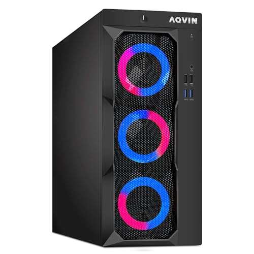 AQVIN LuminaRings Gaming Tower Desktop - Intel Core i5 Processor Upto 4.00GHz, GeForce GTX 1650 4GB, 32GB DDR4 RAM, 1TB SSD, RGB Lights, Windows 11 Pro - Renewed 1