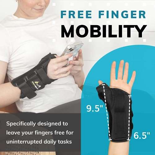BraceAbility Wrist and Thumb Spica Splint - De Quervain's Tenosynovitis Long Forearm Cast Stabilizer for Tendonitis, Sprains, Thumb Brace for Arthritis Pain and Support - (S Right Hand) 5