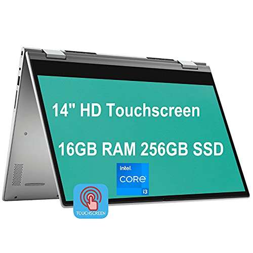 Dell Flagship Inspiron 14 5000 2-in-1 Laptop 14" Diagonal HD Touchscreen 11th Gen Intel Core i3-1115G4 (Beats i5-10210Y) 16GB RAM 256GB SSD Backlit KB USB-C HDMI WiFi6 MaxxAudio Pro Win10 Silver 1
