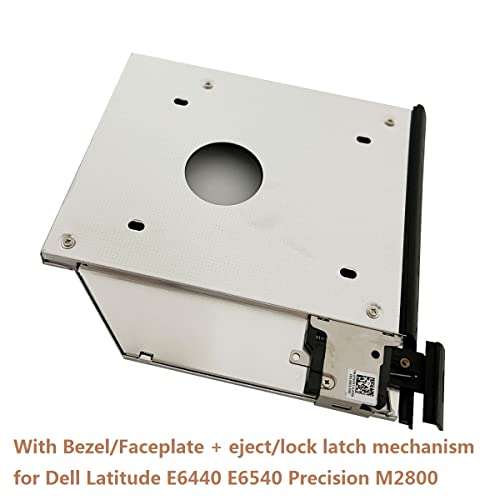 DY-tech 2nd HDD SSD Hard Drive Caddy Frame Tray for Dell Latitude E6440 E6540 with ejector latch and faceplate Bezel 2