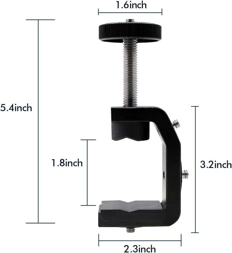 SLOW DOLPHIN 2Pcs Photography C Clamp with Tripod Head, Adjustable Aluminum Alloy Clamp for Desktop, 2Pcs 360° Mini Ball Head Mount Camera Hot Shoe with 1/4” Thread for DSL Camera,Monitor 2