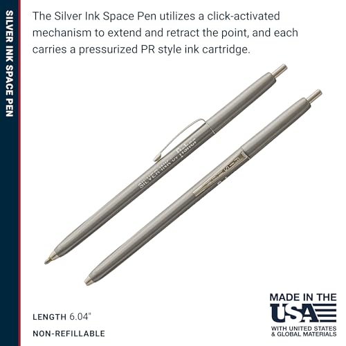 Fisher Space Pen Silver Ink Space Pen, Ballpoint, Bold Point, Silver Metallic Ink 6