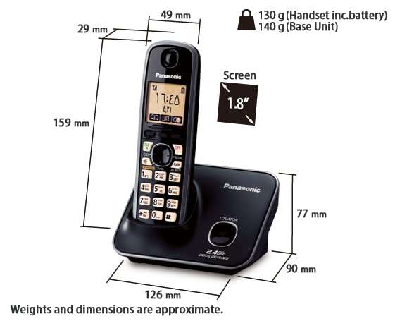 Panasonic Single Line Digital Cordless Telephone, Black 5
