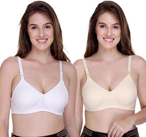 SONA Women's Cotton Feeding Bra Full Cup Non Padded Breastfeeding Bra - Nursing Bra - Maternity Bra - Seamless Bra (Combo_Pack of 2_44C) 2