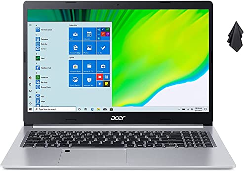acer 2021 Aspire 5 Slim Laptop, 15.6" Full HD IPS, AMD Ryzen 3 3350U Quad-Core Processor, 8GB DDR4 RAM, 256 GB SSD, Intel WiFi 6, Backlit KB, Fingerprint Reader, Win10 Home+Oydisen Cloth 1