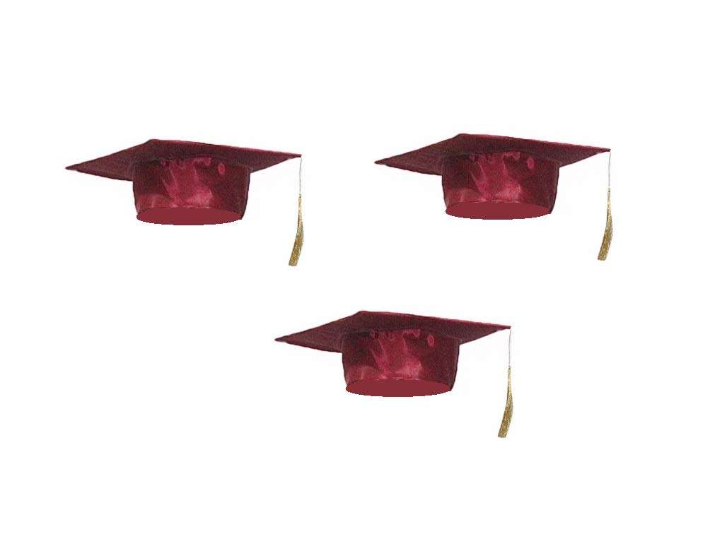 Kaku Fancy Dresses Graduation Hat For Degree Convocation -Maroon, FreeSize, Unisex (Pack of 3) 3