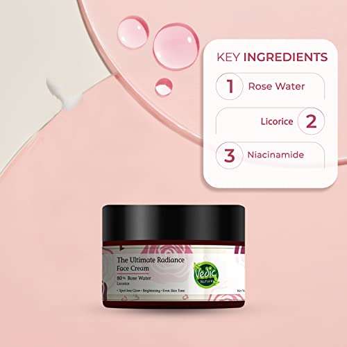 Vedic Nature | Floral & Fruit Water Based Beauty I Ultimate Radiance Face Cream | 80% Rose Petal Extract | Licorice for Spotless Glowing Skin | Anti-wrinkle | Depigmentation | 50 ml 3