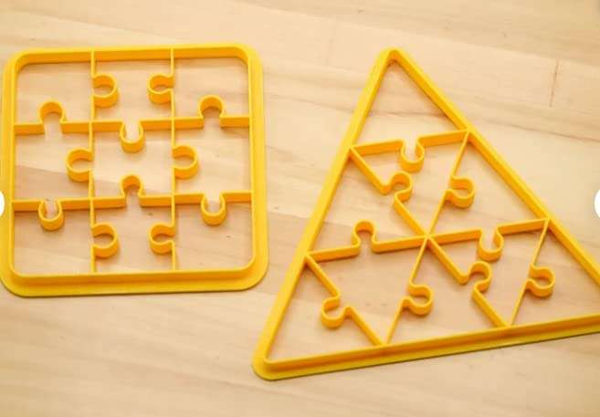 Polymer Clay Cutters, Square Puzzle and Triangle Jigsaw Cutter, Clay Earing Making Tools, DIY, Set of Two, Sizes of Cutter 9 cm x 9 cm Each 1