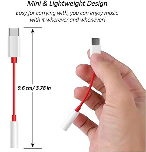 Eazories Red Type C to 3.5 mm Audio Jack Connector, Noise Cancelling Headphones Converter Audio Cable Compatible with 1 Plus 8, 8Pro / 7,7Pro, 7T /6T, NORD and Similar (Pack of 2) 4