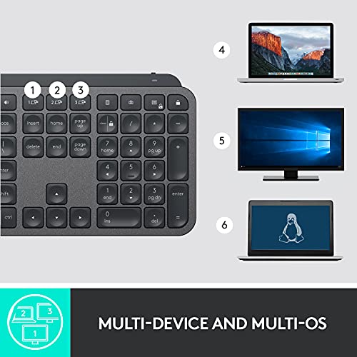 Logitech MX Keys Wireless Illuminated Keyboard for Business, Quiet Perfect-Stroke Keys, Logi Bolt Technology, Bluetooth, Rechargeable, Globally Certified, Windows/Mac/Chrome/Linux - Graphite 4