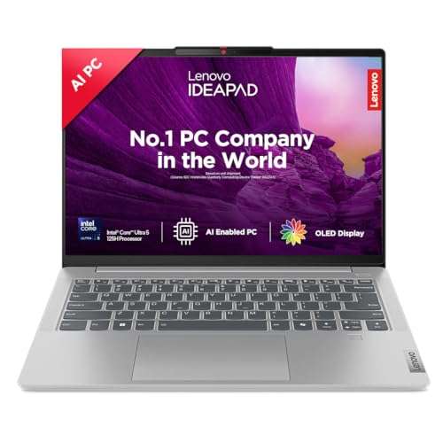 Lenovo IdeaPad Slim 5 Intel Core Ultra 5 125H Built-in AI 14" (35.5cm) WUXGA-OLED 400Nits Thin & Light Laptop (16GB/1TB SSD/Win 11/Office 21/FHD+IR Camera/Alexa/3 Mon GamePass/Grey/1.4Kg), 83DA003GIN 1