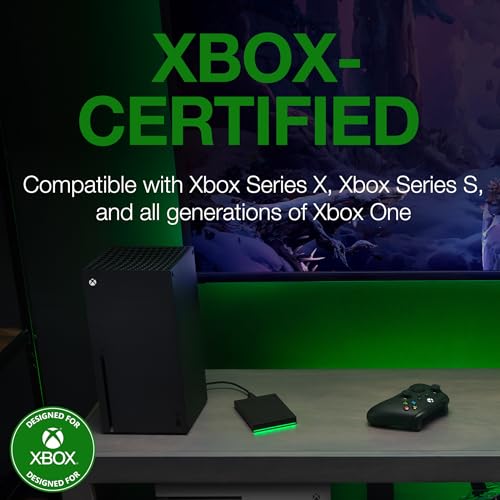Seagate Game Drive for Xbox 4TB External Hard Drive Portable HDD - USB 3.2 Gen 1, Black with built-in green LED bar , Xbox Certified, 3 year Rescue Services (STKX4000402) 4