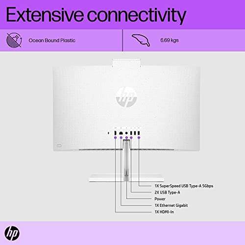 HP All-in-One PC 12th Gen Intel Core i5-12400T 24-inch(60.5 cm) FHD Micro-Edge Anti-glareDesktop (8GB RAM/1 TB SSD/Win 11/Wireless Keyboard and Mouse Combo/MSO/UHD Graphics/Starry White) 24-ck0660in 6