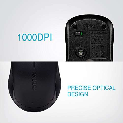 RAPOO 2.4G Wireless Mouse, USB Computer Mice with 1000 DPI Ergonomic Design, Office Home Mice, for Windows PC, Laptop, Desktop, Notebook, Black 3