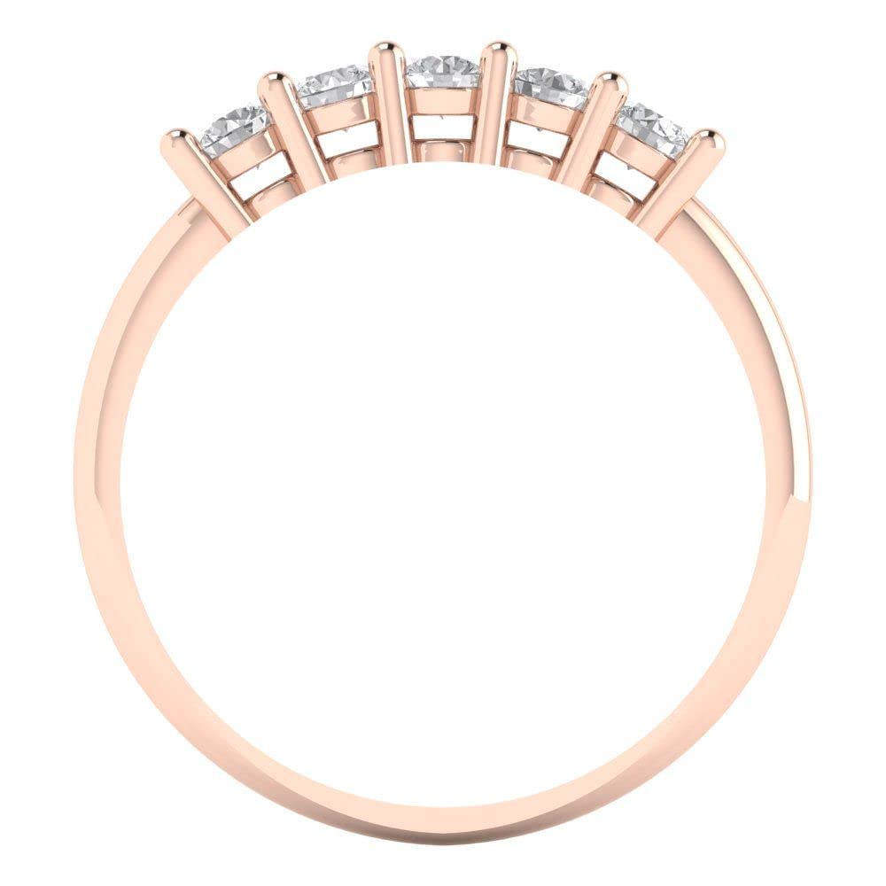 Clara Pucci 0.4 ct Brilliant Round Cut Synthetic Yellow Moissanite 14k Rose Gold Bridal Engagement Wedding Desginer Stackable Band SZ 3.5 5