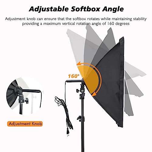 Tecdigbo 95W Softbox Lighting Kit, Photography Studio Light E27 6500K Dimmable Bulbs Energy Saving LED for Portraits Fashion Advertising Vlogging, Podcast, Video, Live Stream, Film etc 3