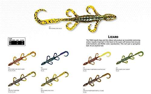 Yum Lures Lizard Ultimate Finesse Lizard Soft Plastic Swim-Bait Bass Fishing Lure with Curly Legs and Tail, Green Pumpkin/Purple Flake, 6'' 3