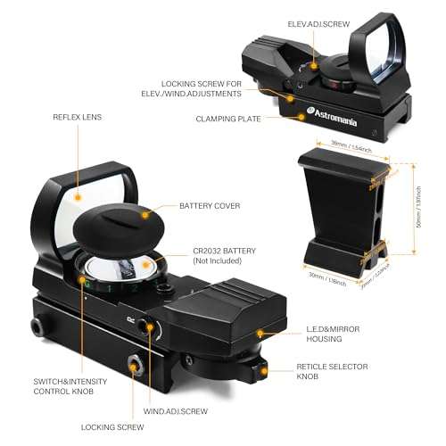 Astromania Red Dot Finderscope for Telescope Deluxe Finder, StarPointer Red Dot Sight Metal Reflex Finder Scope for Astronomical Telescope - Red Dot Viewfinder Finderscope with Dovetail Finder Bracket 2