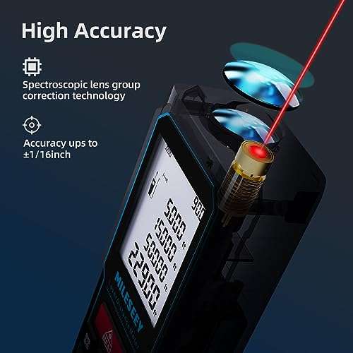 MiLESEEY Laser Measure 100M/328Ft, Laser Tape Measure,±2mm Accuracy Digital Tape Measure with Area, Volume Measurement, LCD Backlit, Mute Function, IP54, Battery Included 4