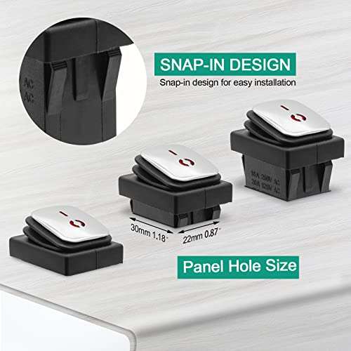 QTEATAK switches DPST AC/DC 20A-125V, 16A-250V, 30A-24V, 35A-12V, IP66 Waterproof on-Off, Glue Filled Waterproof, Kill Switch, Outdoor Electric Start Stop Pre-Wired Rocker Switch 2