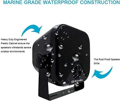 4 Inches Heavy Duty Waterproof Boat Marine Box Outdoor Speakers Surface Mounted for Skid Steer ATV UTV RZR Golf Cart Tractor Powersports Boat Truck Jeep 5