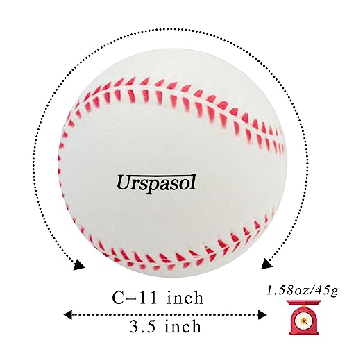 Urspasol Foam Softballs 11 Inch Oversized Practice Baseballs with Mesh Bag Soft Softballs for Kid Teenager Players Training Sporting Batting Safely Hitting White Pack of 6 3