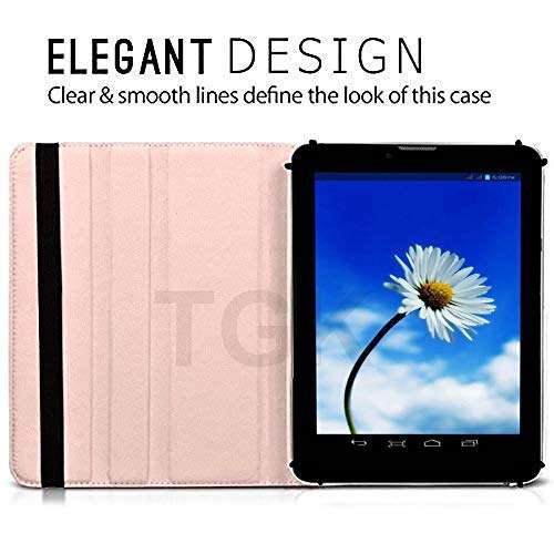 TGK Rotating Cover for Datawind Ubislate 7sc Star 4 GB 7 inch Tablet (Light Pink) 360 Degree Universal 3 Camera Hole Leather Stand Case 4