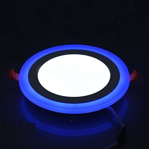 Jikrik (6+3) 9 Watt LED Side Blue (3W) and White (6W) Round Slim Panel Light Ceiling 3D Effect Lighting (Double Color) Set of 2 Pieces 3