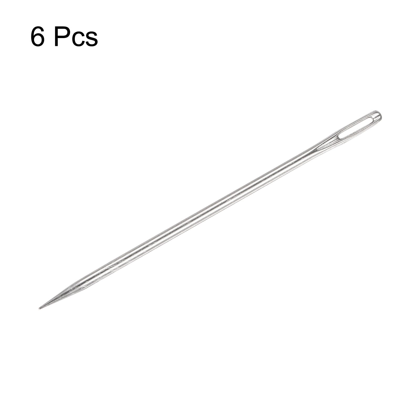HARFINGTON 6pcs 4 Inch Upholstery Needles Large Eye Stitching Needles Stainless Steel Straight Hand Sewing Needles for Home Hand Sewing Leather Tapestry Embroidery Tufting Webbing Carpet 4