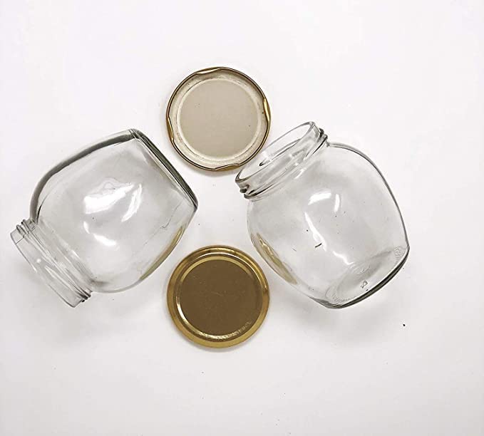 Matka Shape kitchen storage jars and containers with Airtight Metal Lid for Spice Jam Honey & Decoration Craft Work 350 ml (4) 3