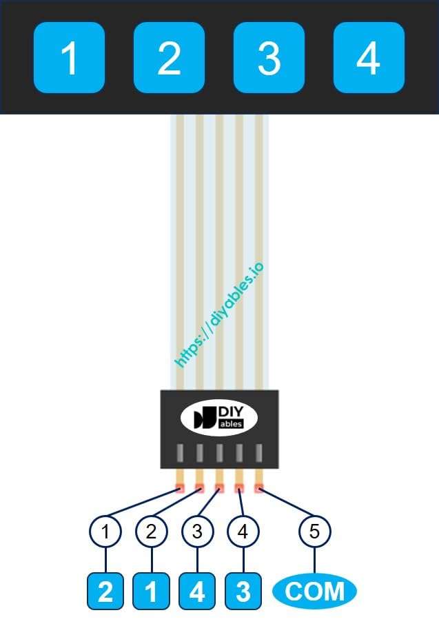 DIYables Keypad 1x4 for Arduino, ESP32, ESP8266, Raspberry Pi, 2 Pieces 5