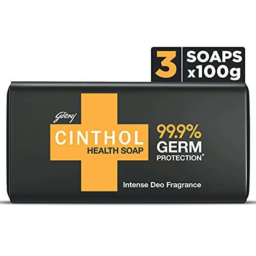 Cinthol Health+ Bath Soap, 100g (Pack of 3) - 99.9% Germ Protection & Insta Deo Fragrance 1