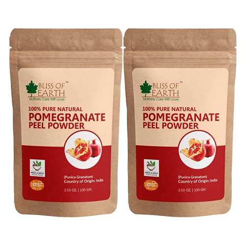 Bliss of Earth™ 100% Pure & Natural Pomegranate Peel Powder | 2x100GM | Cure Pimple & Acne | Remove Wrinkles | Natural Sore Throat Reliver | Anar Powder | 1