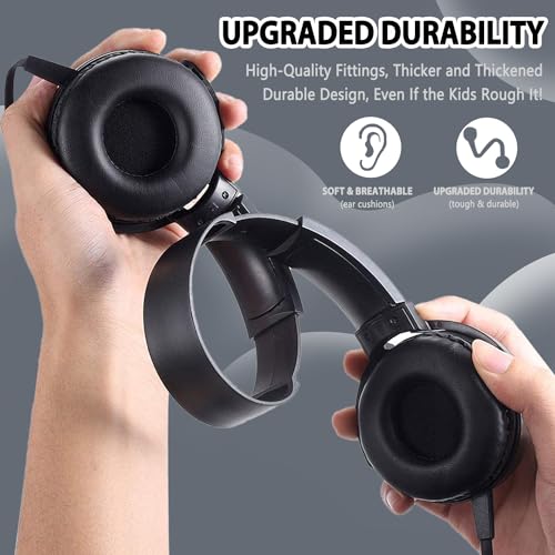 Wensdo Wholesale Bulk Headphones with Microphone 24 Pack for Classroom, Durable Headsets Class Set for School Students Kids and Adult (HY450, Black) 3
