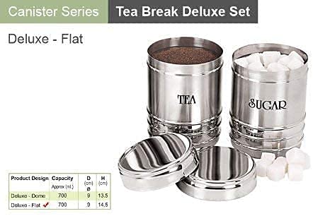 KD ZONE Stainless Steel Coffee Tea-Sugar Dabba Container for Daily use (500ML Each Silver)- Set of 2 Pcs 3