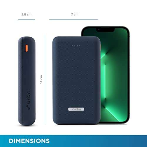 URBN 10000 mAh Li-Polymer Ultra Compact Power Bank | 12W Fast Charge | Dual USB Output | Type C | Micro Input | Pocket Size (Camo) 5