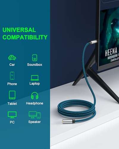 Hftywy Headphone Extension Cable 20FT, 3.5mm Extension AudioMale to Female Aux Adapter Hi-Fi Sound Stereo Extender Cord for Headset, iPhone, iPad, Smartphones, Tablets & More 2