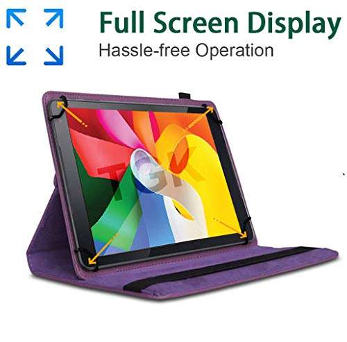 TGK Rotating Cover for iBall Q45 Tablet 7 inch (Purple) 360 Degree Universal 3 Camera Hole Leather Stand Case 2