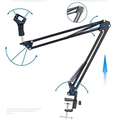 MARVELOUSLY Adjustable Microphone Suspension Boom Scissor Arm Stand, Max Load 1 KG Compact Mic Stand for Radio Broadcasting, Voice-Over, Stage and TV Stations 3