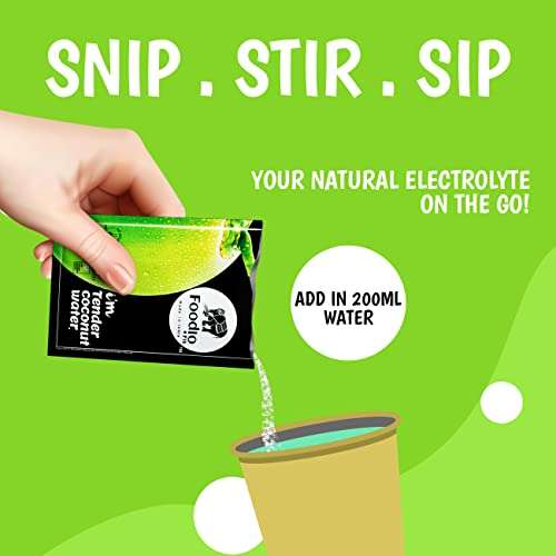Foodio.fit Tender Coconut Powder Mix - 30 Pack | Coconut Water Powder | Nariyal Pani | Extract from Real Tender Coconuts | Energy Drink - Makes 6L of Coconut Water 3