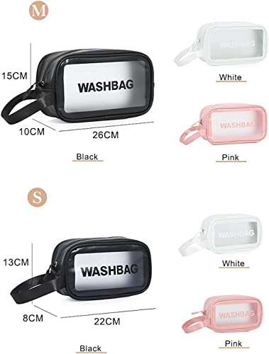 Toiletry Bags 3Pcs Portable PVC for Women Men,Clear Makeup Bags Cosmetic Pouch Organizer Waterproof with Zipper Handle,Transparent Travel Large Storage Toiletries(Pink) 3